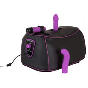 Love Machine vibrante e rotante nera con pannello controllo, due adattatori in silicone viola inclusi