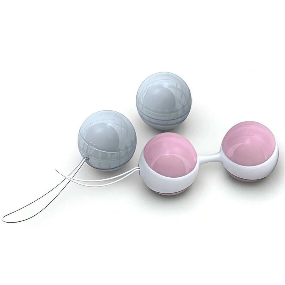 Set palline vaginali Luna Beads II silicone morbido grigio chiaro e rosa con filo estrazione