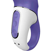 Vibratore a coniglio in silicone viola e bianco con manico anulare