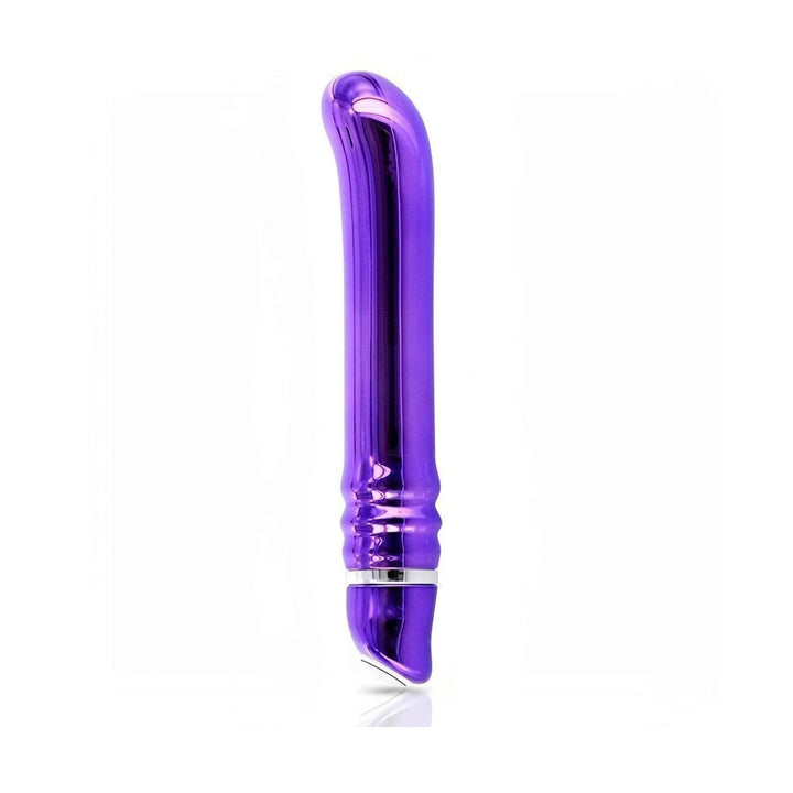 Vibratore vaginale Margherita viola metallico ergonomico con anello argentato