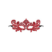 Maschera veneziana rossa in pizzo con ricami floreali per feste