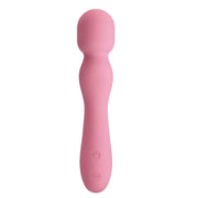 Vibratore a bacchetta rosa vista frontale testa sferica pulsanti incisi