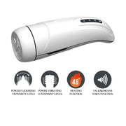 Masturbatore elettrico bianco Pretty Love con pulsanti per vibrazione, riscaldamento e funzioni vocali