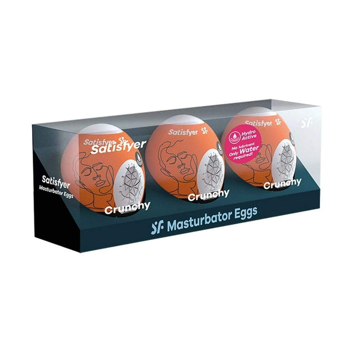 Confezione da 3 uova masturbatorie Satisfyer Crunchy trasparenti con adesivo Hydro Active