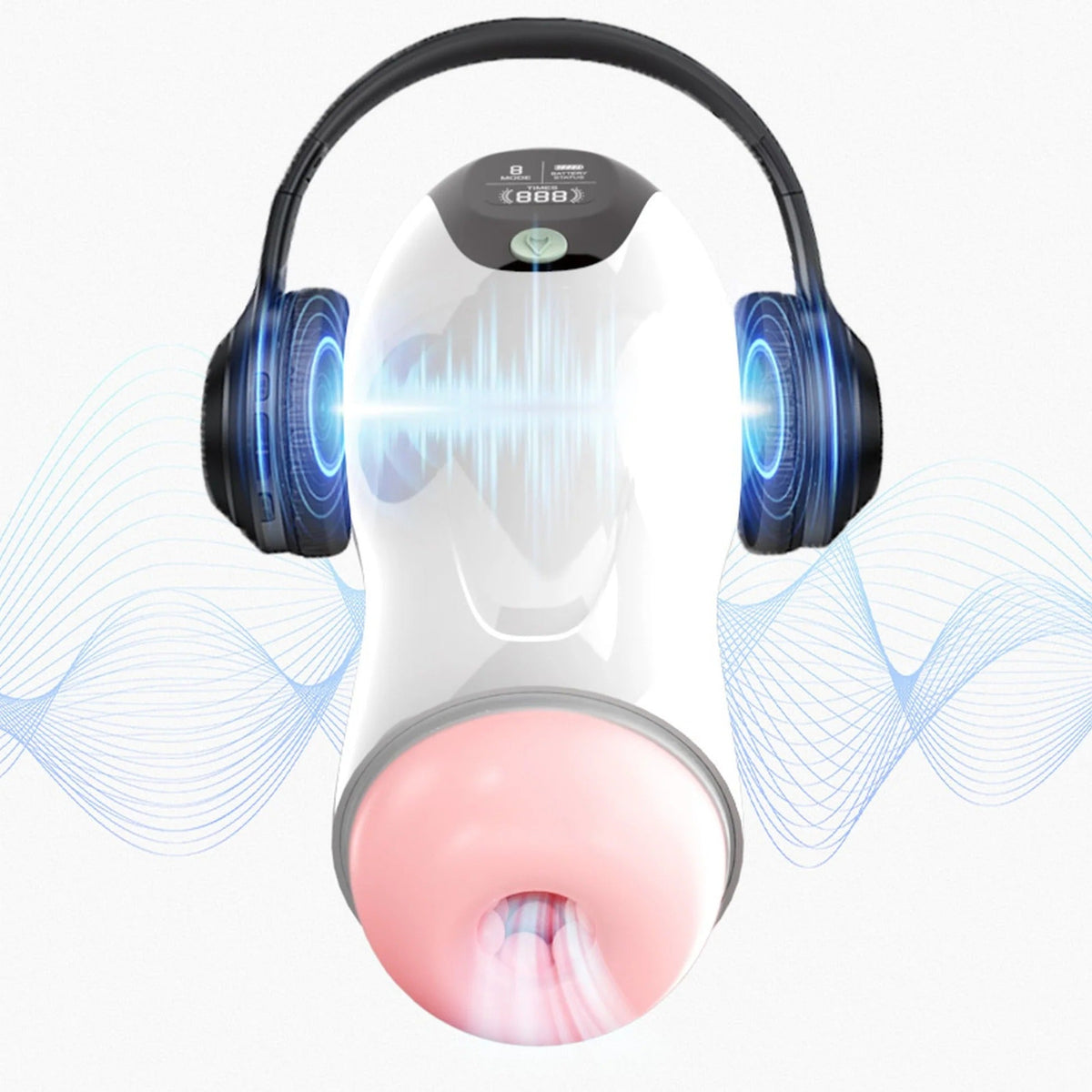 Masturbatore automatico FoxShow con cuffie wireless e effetti sonori