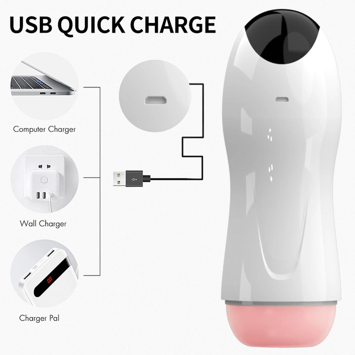 Masturbatore automatico FoxShow ricarica rapida USB con cavo incluso