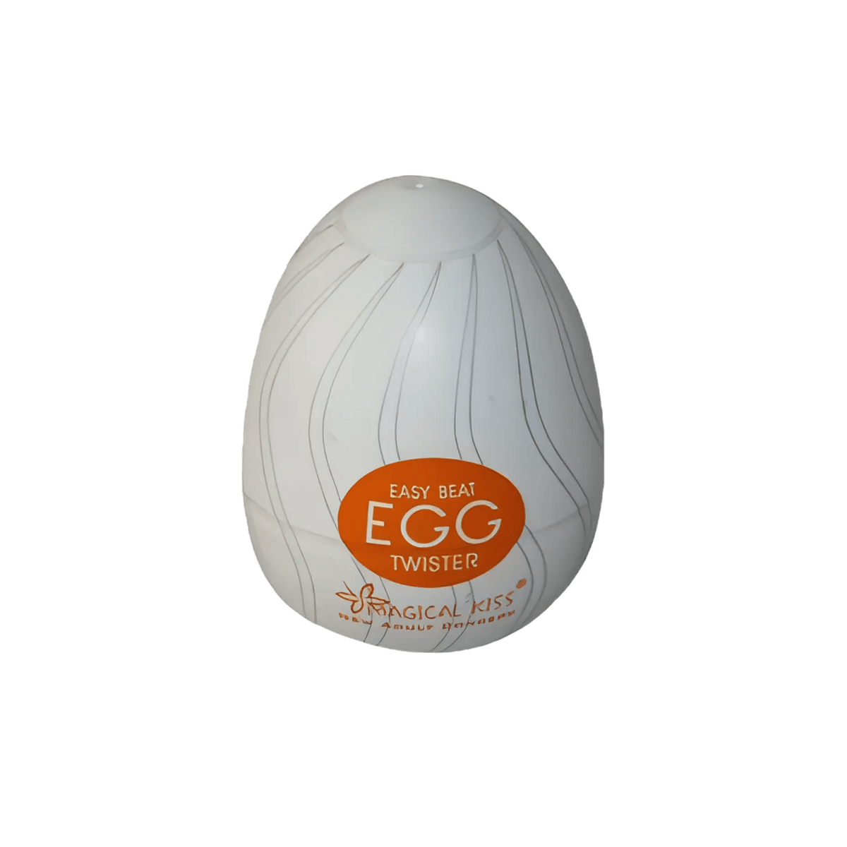 Masturbatore ovale bianco opaco EASY BEAT Egg Twister con etichetta arancione e design a spirale
