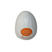 Masturbatore ovale bianco opaco EASY BEAT Egg Twister con etichetta arancione e design a spirale