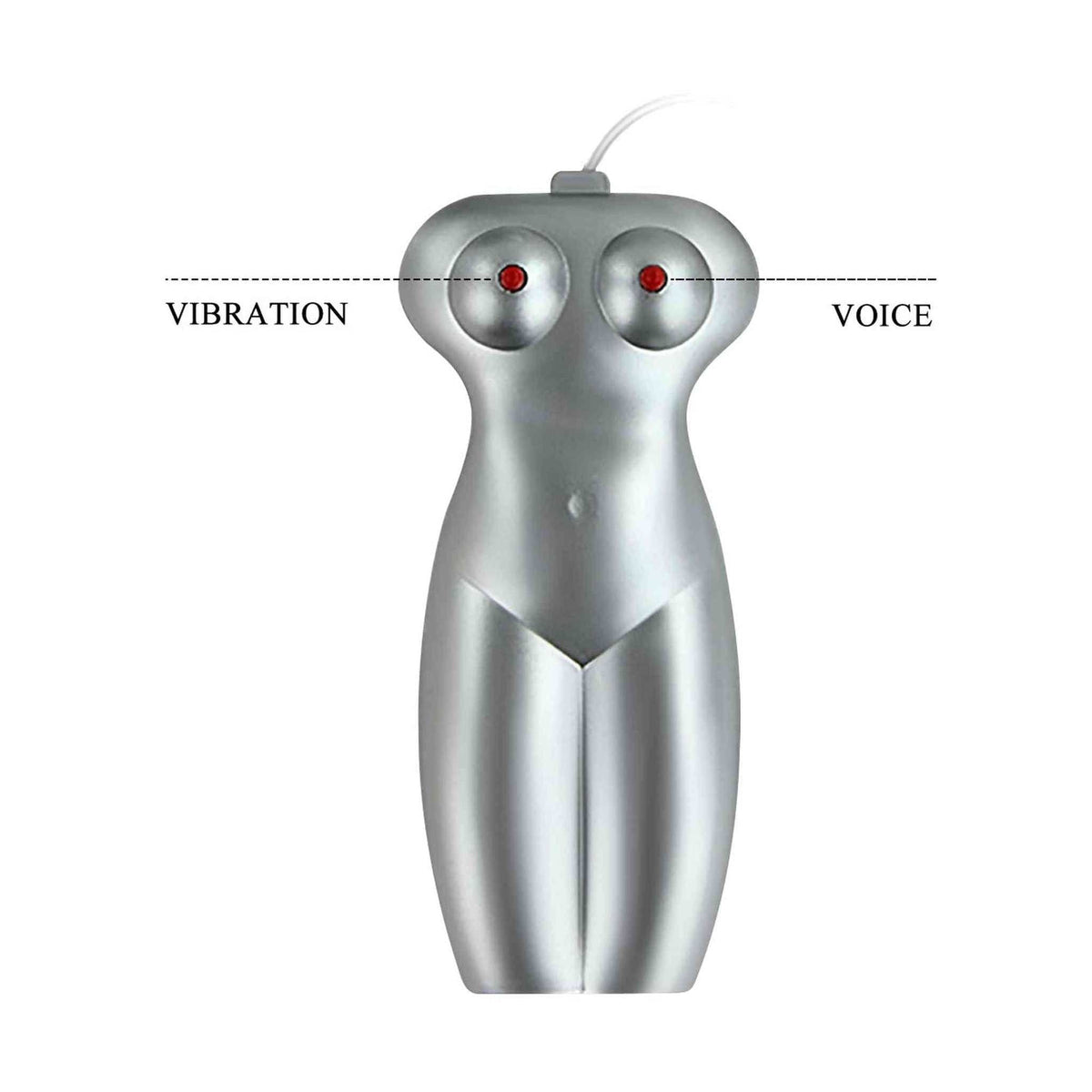 Masturbatore vibrante realistico argento con pulsanti vibrazione e voce