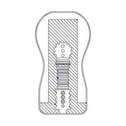 Sezione trasversale masturbatore tubo Ano mostra struttura interna ergonomica e meccanismo a vite