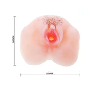 Masturbatore realistico vibrante rosa carne con peli scuri e misurazioni