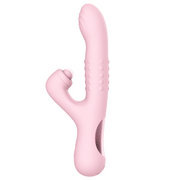 Vibratore rosa a forma di coniglio superficie bolle fessura ricarica