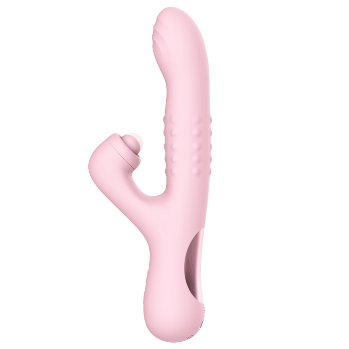 Vibratore rosa a forma di coniglio superficie bolle fessura ricarica