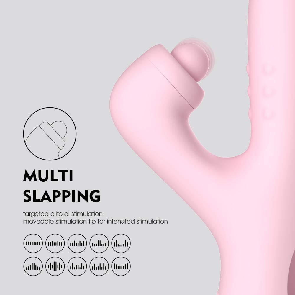 Vibratore coniglio rosa per stimolazione clitoridea con punta mobile