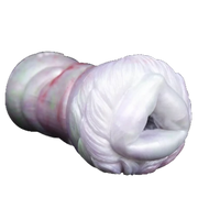 Masturbatore rosa e bianco con texture muscolare e base ampia aperta