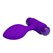 Angolo laterale plug anale viola in silicone con finitura liscia e motore