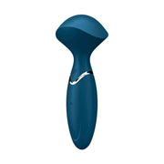 Mini Wand-er vibratore blu Satisfyer design ergonomico con logo SF inciso