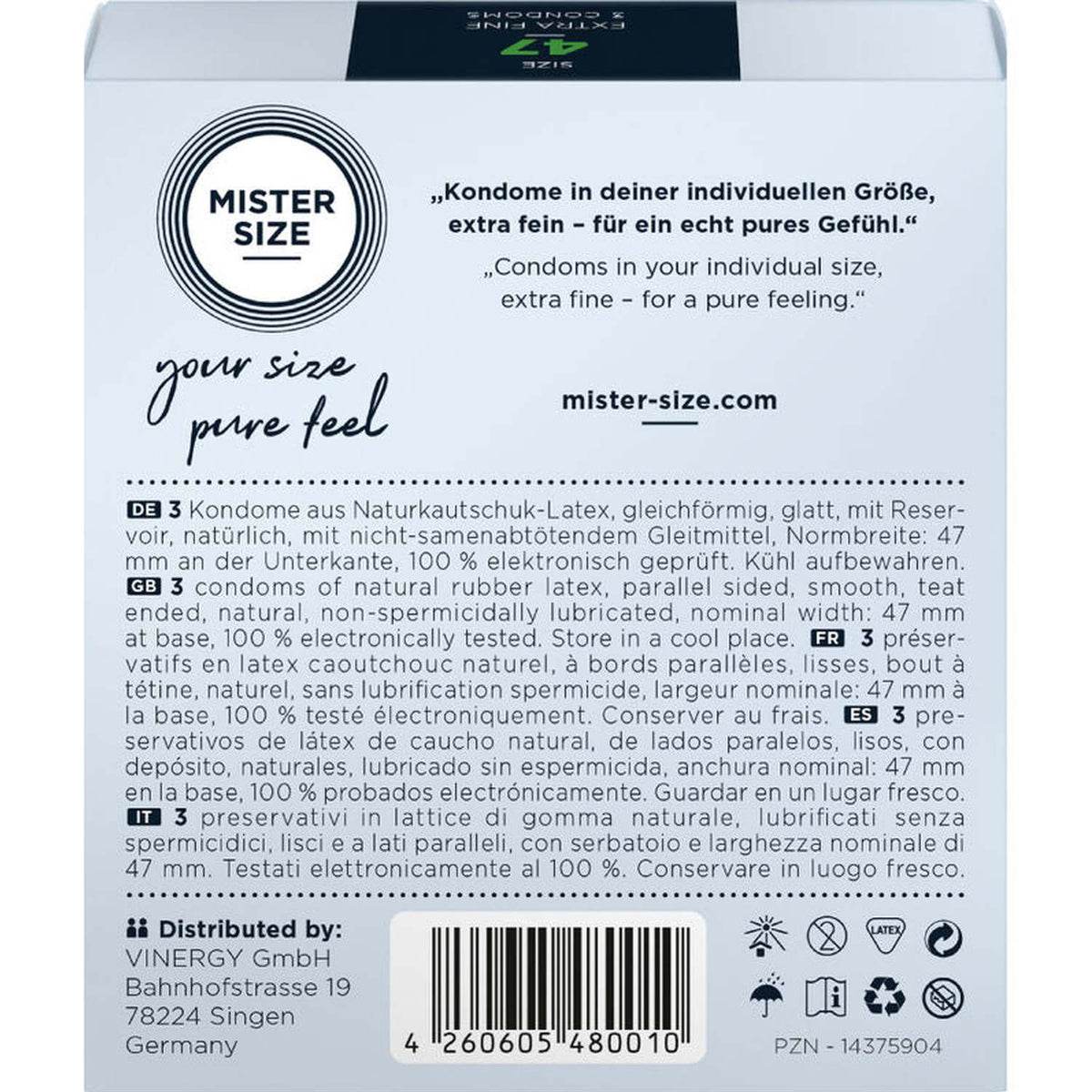Mister Size Profilattici Extra Fini da 47 mm
