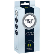 Scatola preservativi Mister Size Extra Fine 49 mm, confezione da 10
