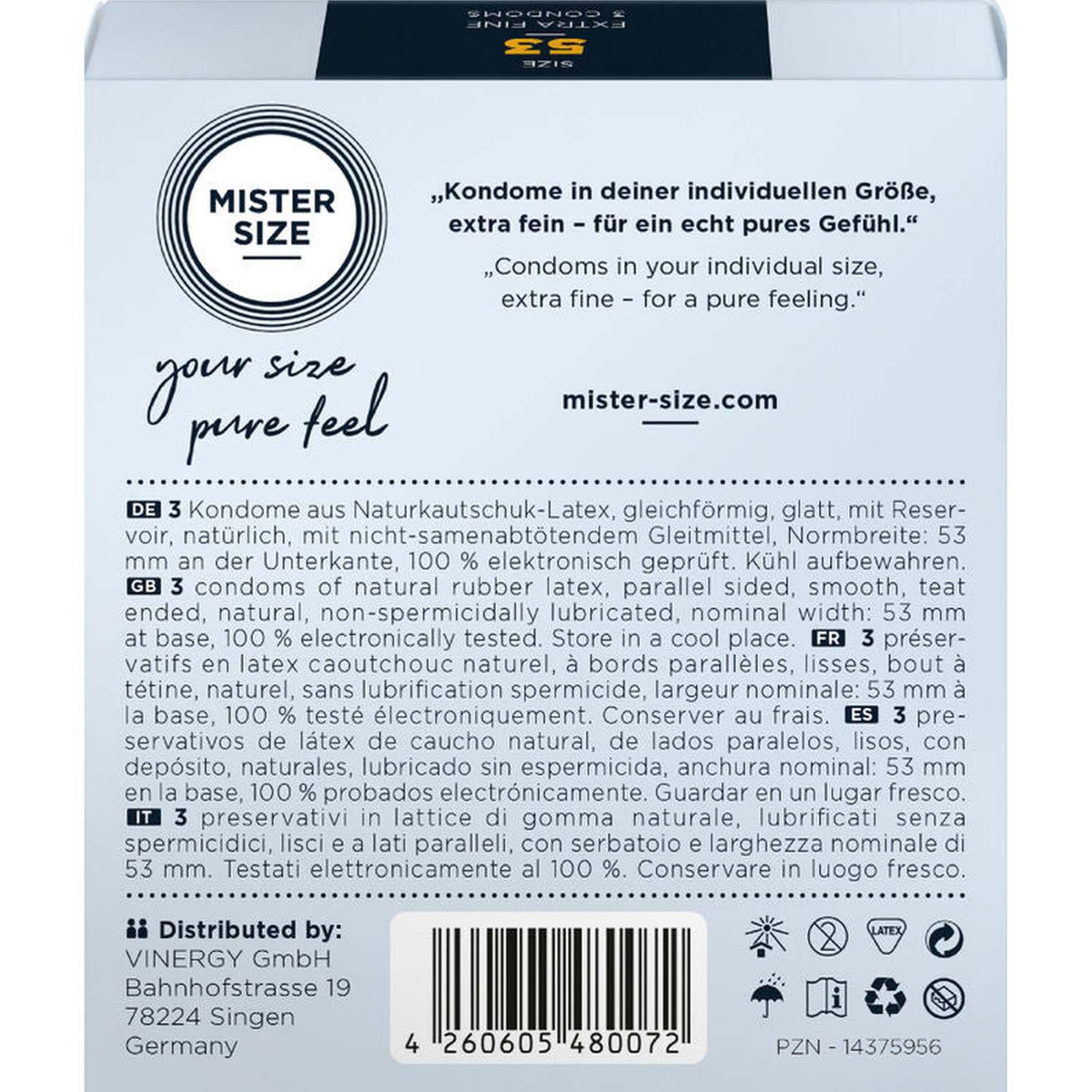 Mister Size Profilattici Extra Fini da 53 mm