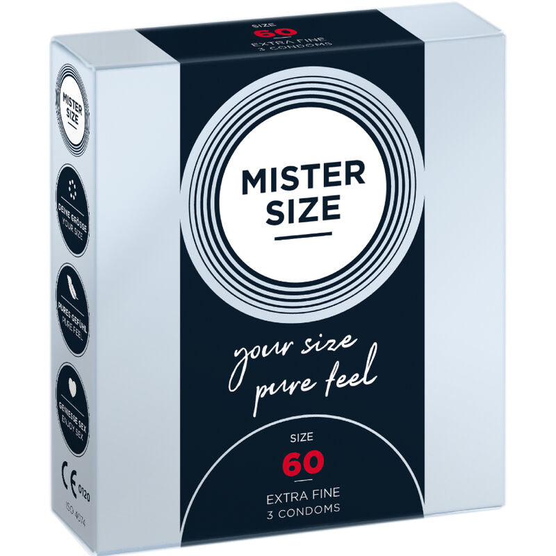 Confezione Mister Size Profilattici Extra Fini 60 mm, 3 pezzi, lattice naturale