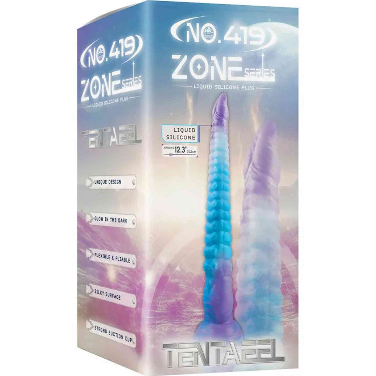 Scatola dildo Tentaemonster Glow in the Dark Liquid Silicone con ventosa e design grafico
