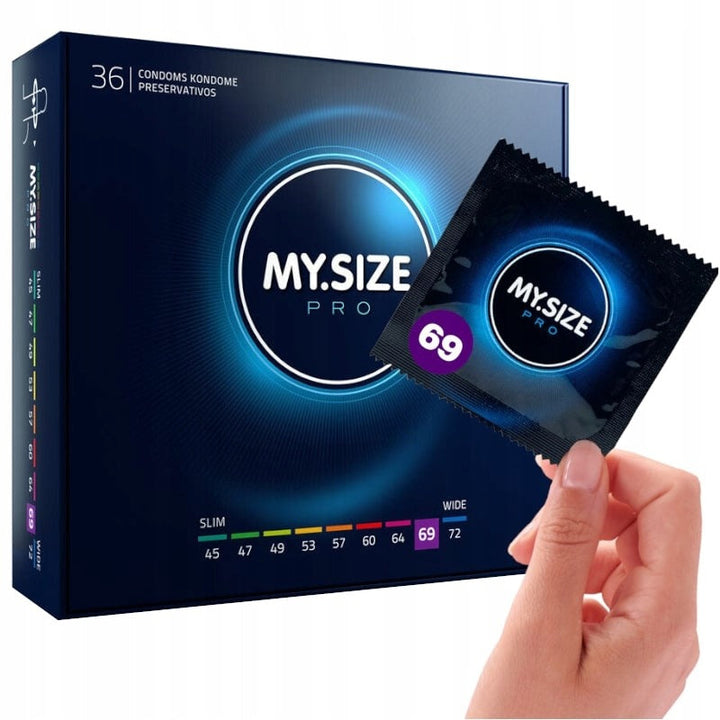 Confezione My Size Pro profilattici XXL 36 pezzi con campione singolo misura 69 mm