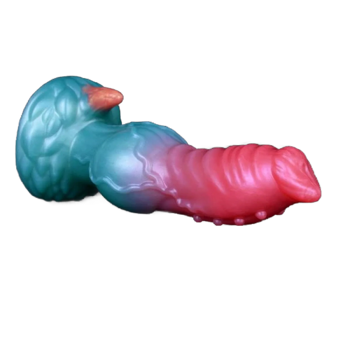Dildo silicone fantasy drago verde-rosso con testa arancione
