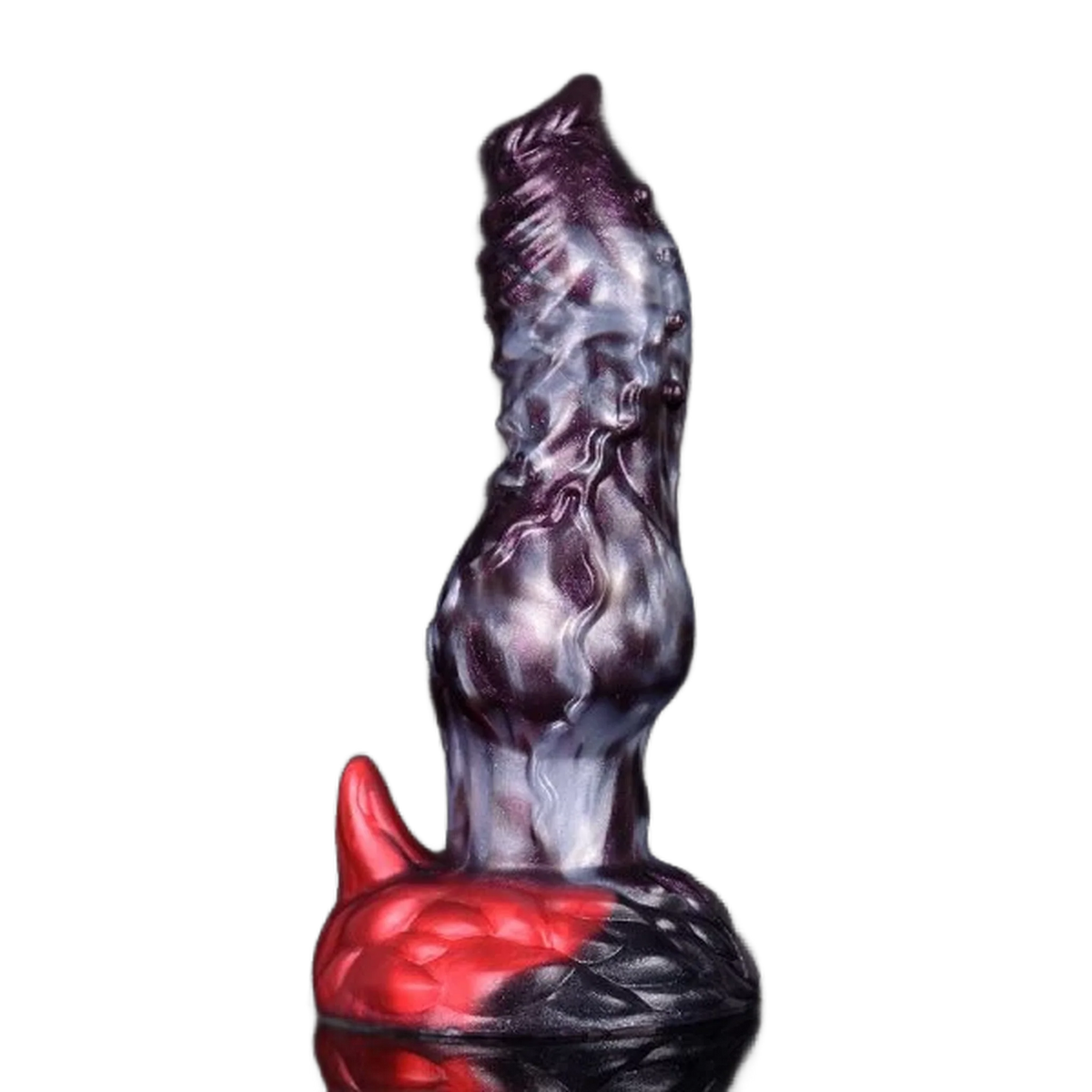 Dildo silicone viola iridescente dettagli rossi forma mostro