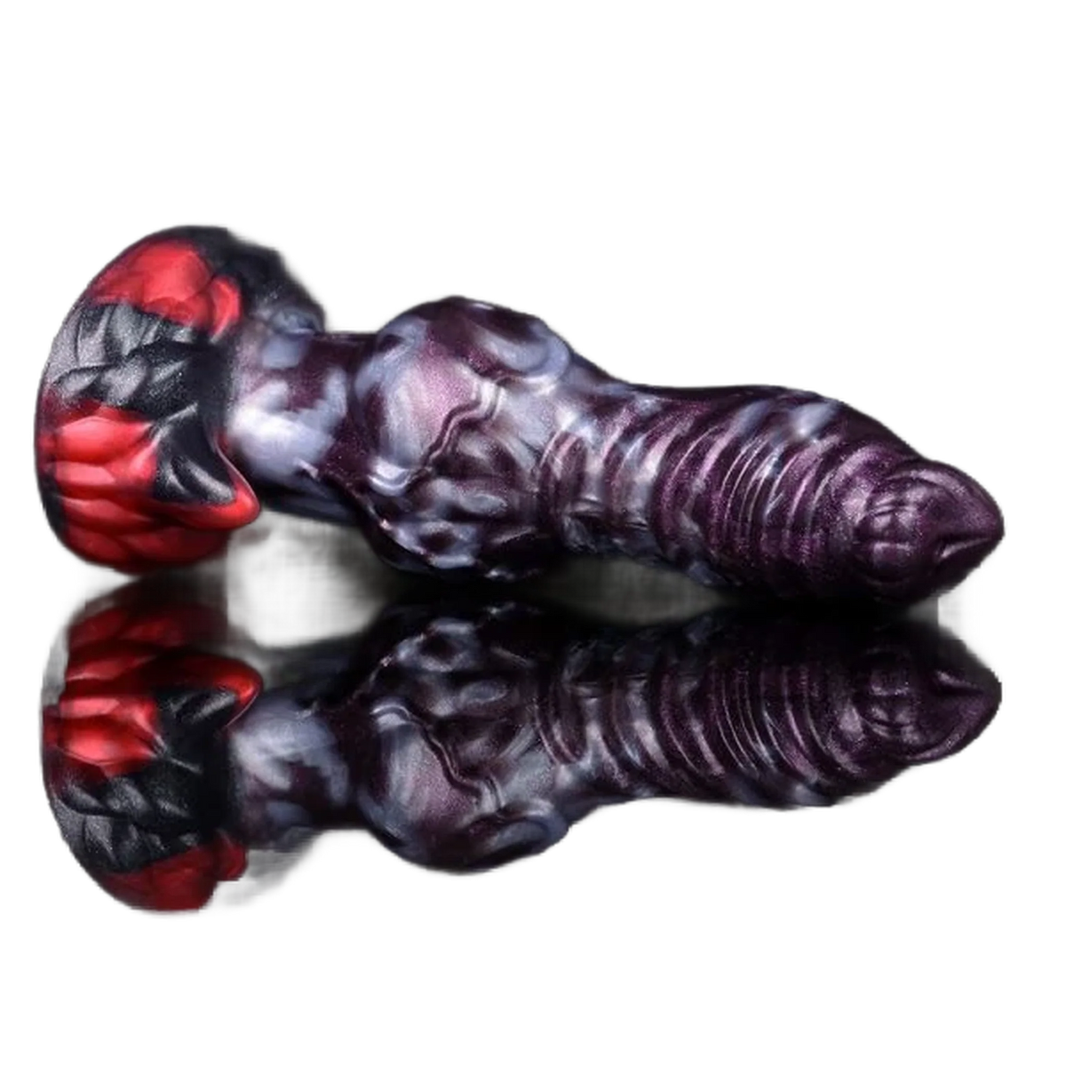 Dildo silicone metallizzato viola scuro superficie riflettente