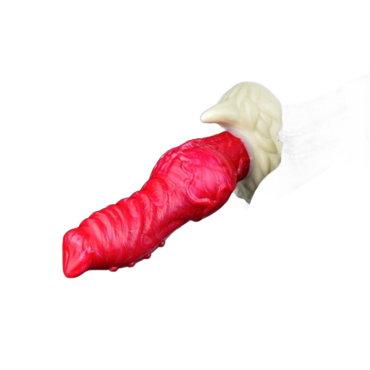 Dildo silicone rosso squame drago base bianca appendice corno
