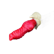 Dildo silicone rosso squame drago base bianca appendice corno