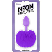 Confezione plastica plug anale Neon Bunny Tail viola Pipedream con scritta elite silicone
