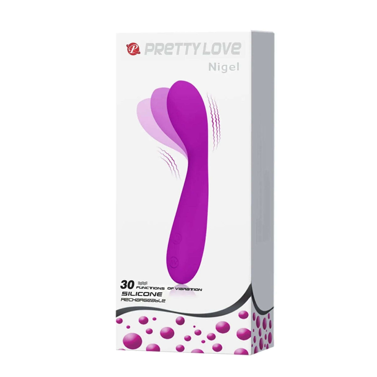 Scatola imballaggio vibratore Nigel Pretty Love 30 funzioni silicone