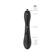 Diagramma tecnico vibratore rabbit nero funzioni punta 360 gradi e clitoride