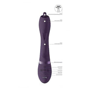 Vibratore rabbit nero vista frontale con anello attacco e punta rotante 360
