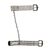 Manette da polso Noir Argent Elegant Os in metallo argento con cristalli neri e catena