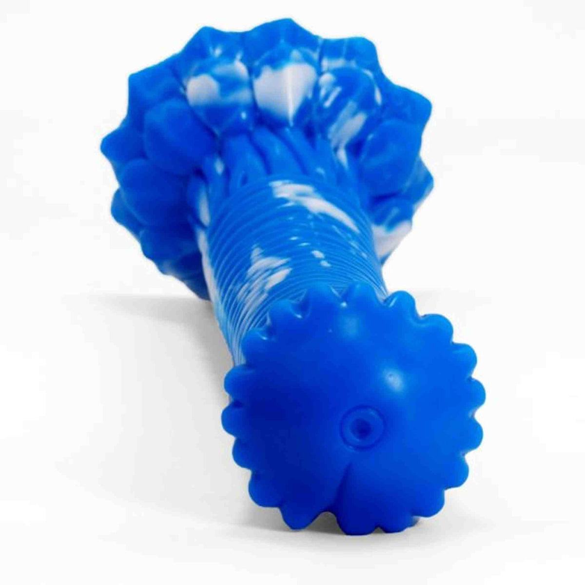 Dildo blu Srepnia con estremità stellata dentellata e testa floreale ampia