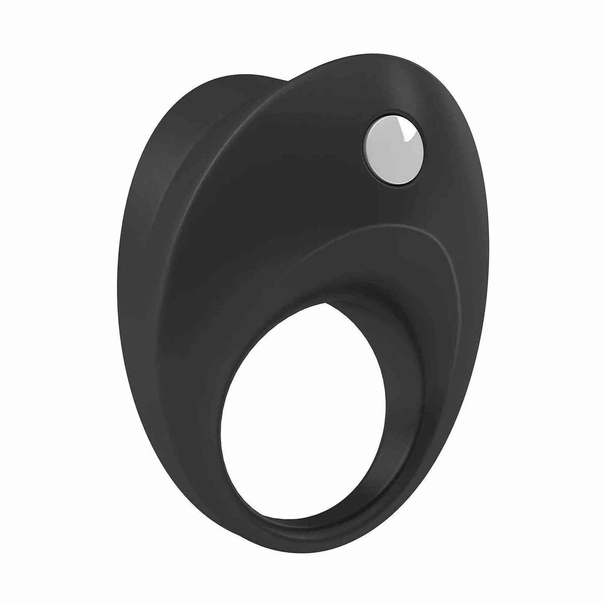 Anello vibrante nero OVO B10 in silicone morbido con pulsante argento