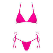 Bikini intero rosa acceso Obsessive Bella Vista in vista piatta con bottone centrale slip