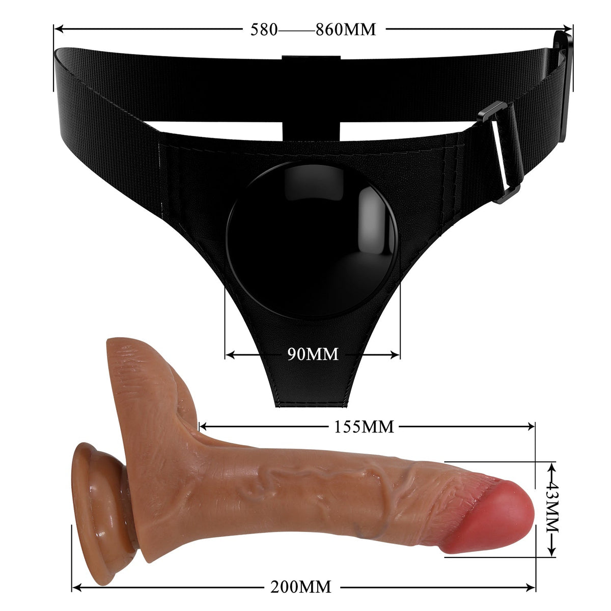 Misure tecniche harness 580-860mm e dildo lunghezza 200mm