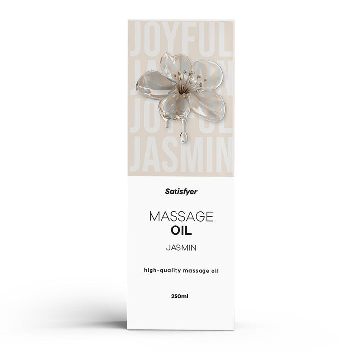 Olio da massaggio Satisfyer Jasmin 250ml con decorazione fiore di gelsomino