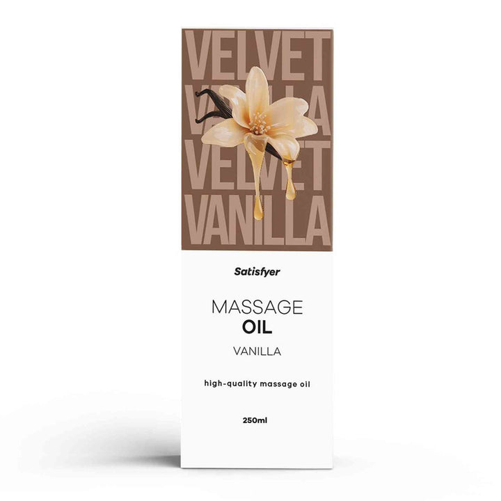 Olio da massaggio Satisfyer Vaniglia 250ml bottiglia vetro etichetta Velvet Vanilla
