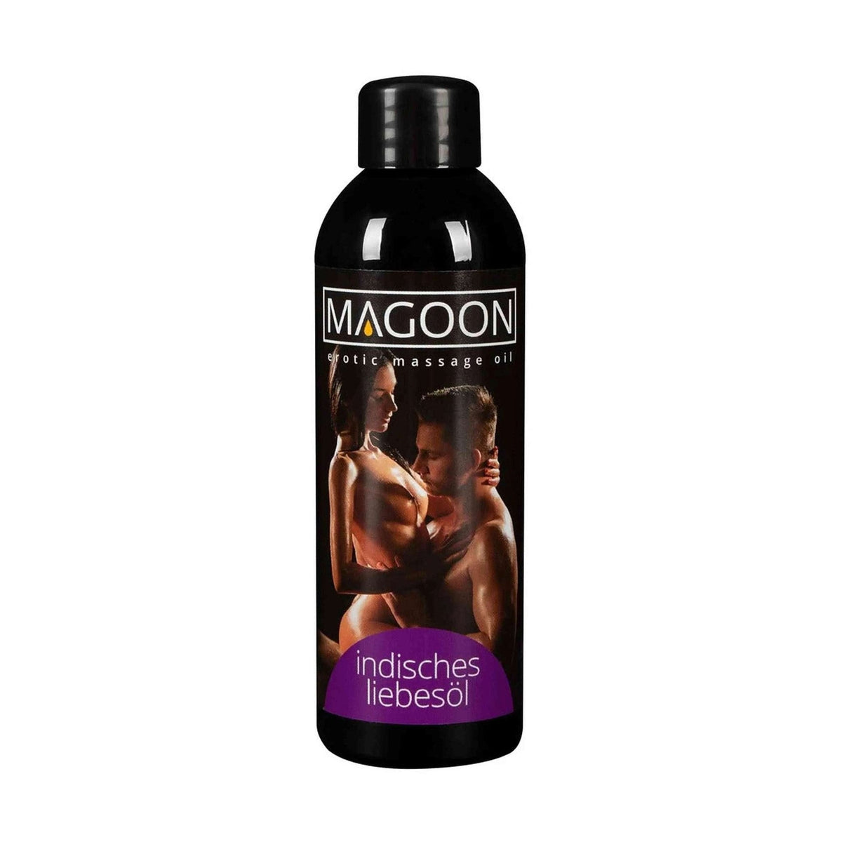 Fronte bottiglia olio massaggio erotico indiano Magoon 100ml coppia intima