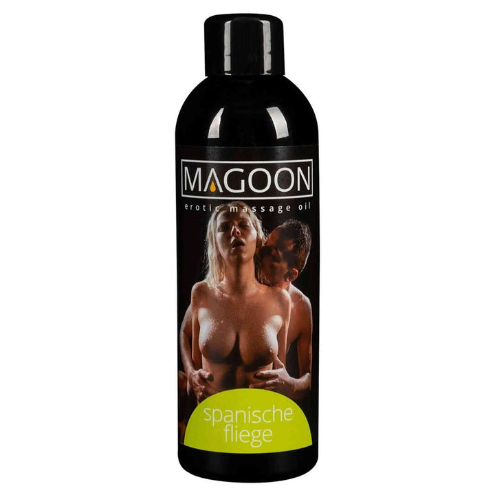 Olio massaggio erotico Magoon Spanish Fly 100 ml frontale coppia nuda etichetta verde