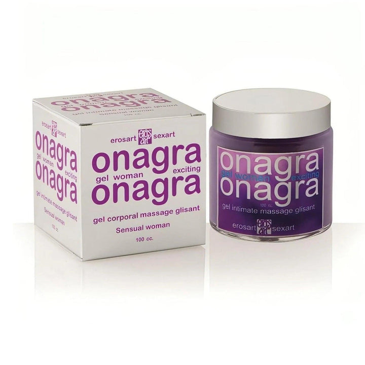 Gel massaggio intimo Onagra Woman viola 100cc con confezione e barattolo