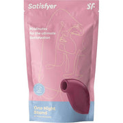Confezione Satisfyer One Night Stand stimolatore aria polso rosa scuro con logo e illustrazione