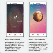 Interfaccia app mobile modalità Free Control e Music Control per vibrazione