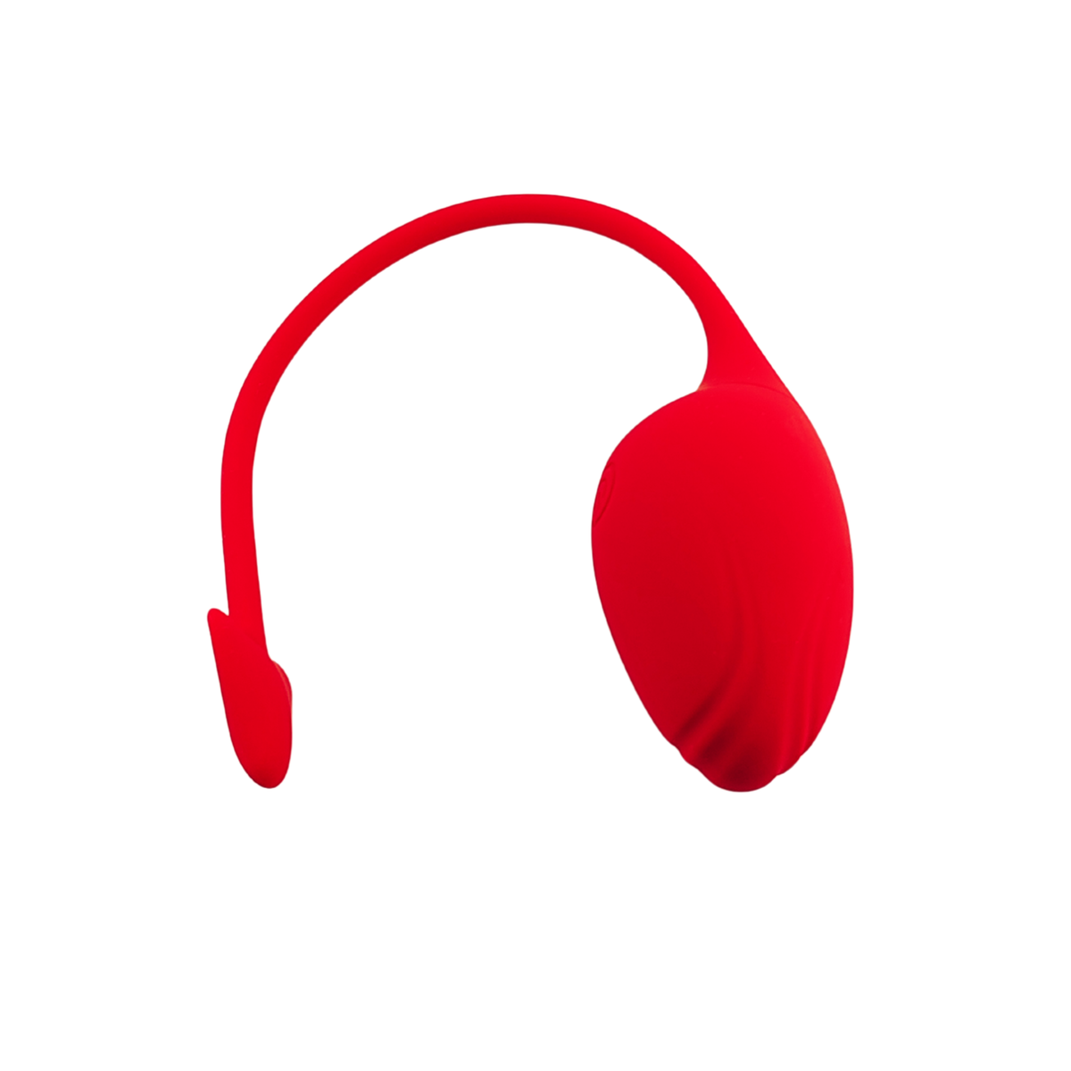 Ovetto vibrante rosso in silicone con coda a freccia ad arco ampio