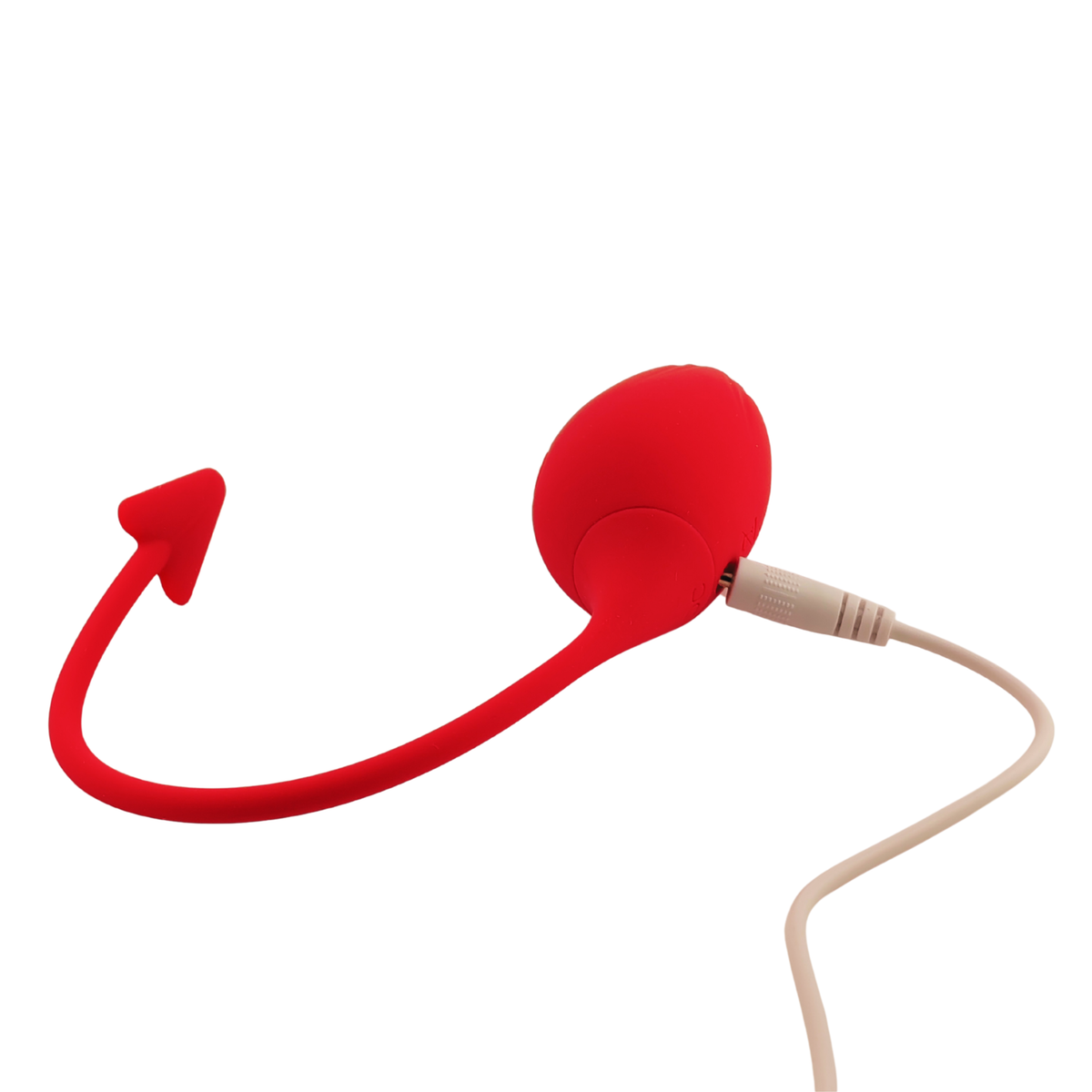 Ovetto vibrante sferico rosso in silicone con connettore alimentazione bianco